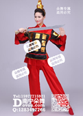 红色古代男女款通用兵服 大型舞台表演服装盔甲披风戏曲拍照服装男汉服